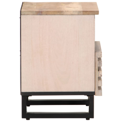 Szafki nocne, 2 szt., 40x33x46 cm, bielone drewno mango