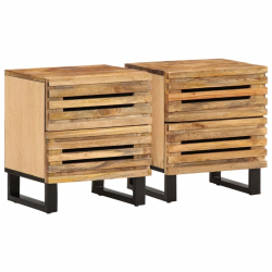 Szafki nocne, 2 szt., 40x33x46 cm, lite surowe drewno mango