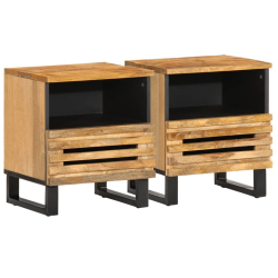 Szafki nocne, 2 szt., 40x33x46 cm, lite surowe drewno mango