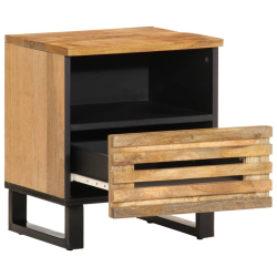 Szafki nocne, 2 szt., 40x33x46 cm, lite surowe drewno mango