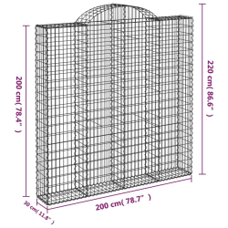 Kosze gabionowe, 14 szt, 200x30x200/220cm, galwanizowane żelazo