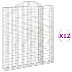 Kosze gabionowe, 12 szt, 200x30x220/240cm, galwanizowane żelazo