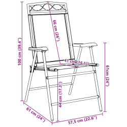 Składane krzesła ogrodowe 2 szt., szary melanż stal i textilene