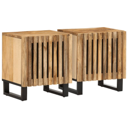 Szafki nocne, 2 szt., 40x33x46 cm, lite surowe drewno mango