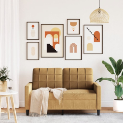 Sofa 2-osobowa, brązowy, 120 cm, tapicerowana aksamitem