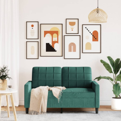 Sofa 2-osobowa, ciemnozielona, 120 cm, tapicerowana aksamitem