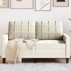 Sofa 2-osobowa, kremowy, 120 cm, tapicerowana aksamitem