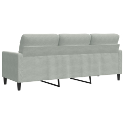 Sofa 3-osobowa, jasnoszara, 180 cm, tapicerowana aksamitem