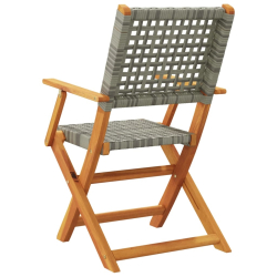 Składane krzesła ogrodowe, 6 szt., szare, polirattan i drewno