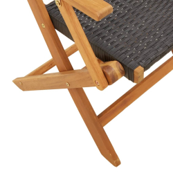 Krzesła ogrodowe, 2 szt., czarne, drewno akacjowe i polirattan