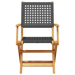 Składane krzesła ogrodowe, 4 szt, czarny polirattan i drewno