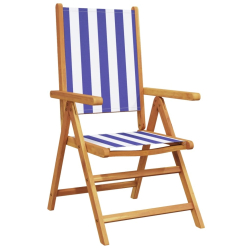 Rozkładane krzesła ogrodowe, 6 szt., niebiesko-biała tkanina