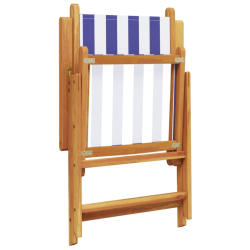 Rozkładane krzesła ogrodowe, 6 szt., niebiesko-biała tkanina