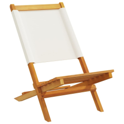 Składane krzesła ogrodowe, 6 szt., kremowa tkanina i drewno