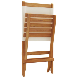 Składane krzesła ogrodowe, 6 szt., kremowa tkanina i drewno