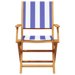 Składane krzesła ogrodowe, 4 szt., niebiesko-biała tkanina