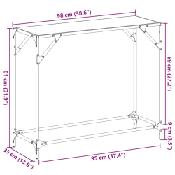 Stolik kawowy z czarnym, szklanym blatem, 98x35x81 cm, stal