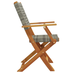 Krzesła ogrodowe, 2 szt., szare, drewno akacjowe i polirattan
