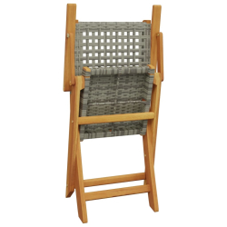Krzesła ogrodowe, 2 szt., szare, drewno akacjowe i polirattan
