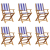 Składane krzesła ogrodowe, 6 szt., niebiesko-biała tkanina