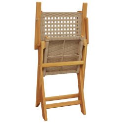 3-cz. zestaw mebli bistro, beżowy rattan PE i drewno