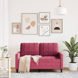 Sofa 2-osobowa, winna czerwień, 120 cm, tapicerowana aksamitem