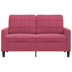 Sofa 2-osobowa, winna czerwień, 120 cm, tapicerowana aksamitem