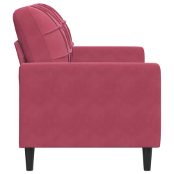 Sofa 2-osobowa, winna czerwień, 120 cm, tapicerowana aksamitem