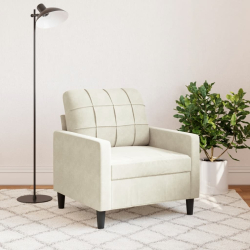 Fotel, kremowy, 60 cm, obity aksamitem