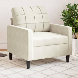 Fotel, kremowy, 60 cm, obity aksamitem