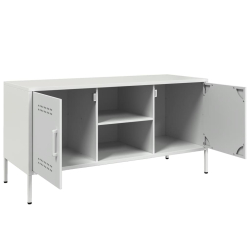 Szafka pod telewizor, biała, 100,5x39x50,5 cm, stalowa