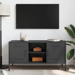 Szafka pod telewizor, czarna, 100,5x39x50,5 cm, stalowa
