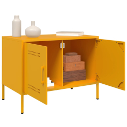 Szafki pod telewizor, 2 szt., musztardowe, 68x39x50,5 cm, stal
