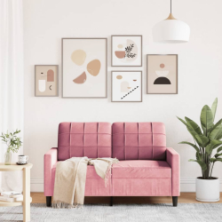 Sofa 2-osobowa, różowy, 120 cm, tapicerowana aksamitem