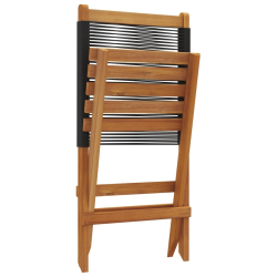 Krzesła ogrodowe, 2 szt., czarne, drewno akacjowe i PP