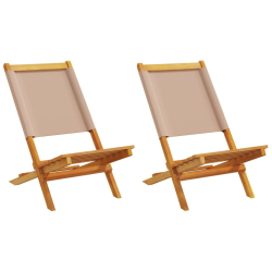 Krzesła ogrodowe, 2 szt., taupe, drewno akacjowe i tkanina