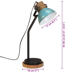 Lampa stołowa, 25 W, postarzany niebieski, 18x18x60 cm, E27