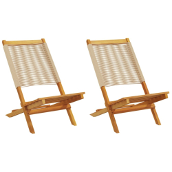 Krzesła ogrodowe, 2 szt., beżowe, drewno akacjowe i PP