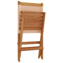Składane krzesła ogrodowe, 4 szt., beżowa tkanina i drewno