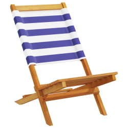 Krzesła ogrodowe, 2 szt., niebiesko-białe, akacja i tkanina