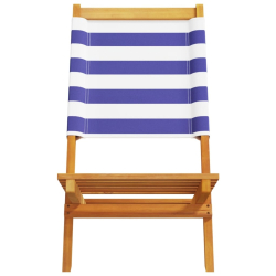 Krzesła ogrodowe, 2 szt., niebiesko-białe, akacja i tkanina