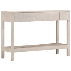 Stolik konsolowy, biały, 110x35x75 cm, lite drewno mango