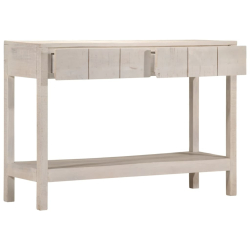 Stolik konsolowy, biały, 110x35x75 cm, lite drewno mango