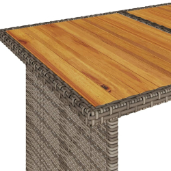 Stół ogrodowy z drewnianym blatem, szary, 110x68x70 cm