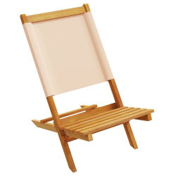 Krzesła ogrodowe, 2 szt., beżowe, drewno akacjowe i tkanina