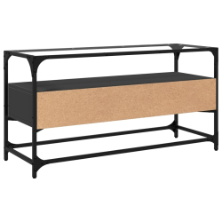 Szafka pod TV ze szklanym blatem, czarna, 98x35x51 cm
