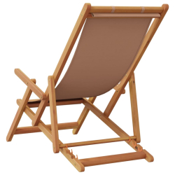 Składane krzesła plażowe, 2 szt., taupe, tkanina i lite drewno