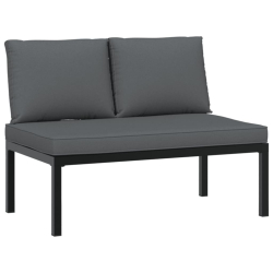 Ławka ogrodowa z poduszkami, czarna, aluminium