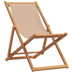 Składane krzesła plażowe, 2 szt., taupe, tkanina i lite drewno