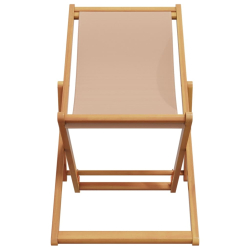 Składane krzesła plażowe, 2 szt., taupe, tkanina i lite drewno